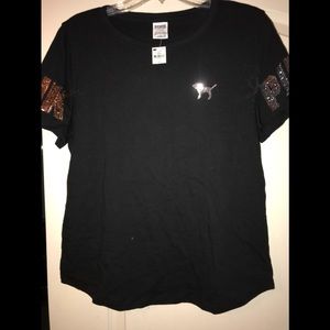 Cute Victoria Secret Pink Shirt. Bling with Dog